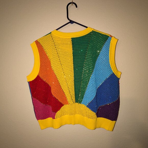 Queen of Sparkles Rainbow Sunshine Rhinestone Sweater Vest - Picture 4 of 4